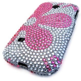 Straight Talk Huawei M865c Pink Lily Flower Bling Jewel Gem HARD Case Skin Cover Accessory Protector: Cell Phones & Accessories