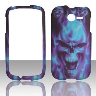 2D Blue Skull Huawei Ascend Y M866 TracFone , U.S.Cellular Case Cover Hard Phone Case Snap on Cover Rubberized Touch Faceplates: Cell Phones & Accessories