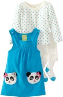 Watch Me Grow! by Sesame Street Baby Girls Infant 3 Piece  Panda Hearts Jumper Pullover And Tight, Aqua, 24 Months: Clothing