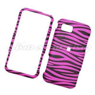 Samsung Eternity A867 A 867 AT&T Rubberized Snap On Protector Hard Case Rubber Feel Leather Paint Cover Black & Hot Pink Zebra 09: Everything Else