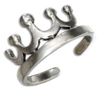 Sterling Silver High Polish Crown Toe Ring: Jewelry