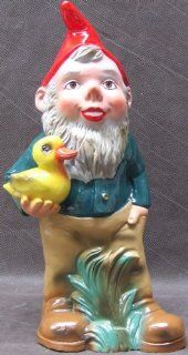 Heissner Garden Gnome Zwerg Elf Pixie w/ Chick or Duck   Discontinued Item : Outdoor Statues : Patio, Lawn & Garden