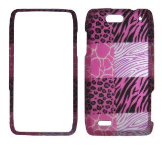 Pink Leopard Zebra Giraffe Mix Motorola Droid 4 XT894 (Verizon wireless) Case Cover Hard Protector Phone Cover Snap on Case Faceplates: Cell Phones & Accessories