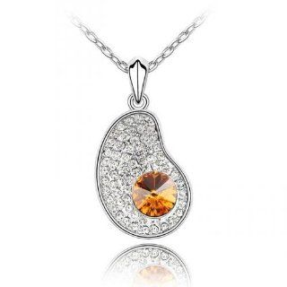 Charm Jewelry Swarovski Crystal Element 18k Gold Plated Topaz Unique Bean Necklace Z#873 Zg4dc24f: Jewelry