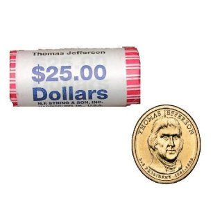 2007 Thomas Jefferson Uncirculated Presidential $1 Dollar Coin Roll of 25 Coins : Everything Else