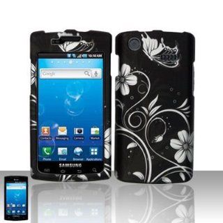 Rubberized Silver Vine Flower Butterfly Snap on Design Case Hard Case Skin Cover Faceplate for Att Samsung Galaxy S Captivate I897: Cell Phones & Accessories