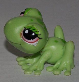 Frog #898 (Green, Red/Orange Eyes, Green Eyeshadow) Littlest Pet Shop (Retired) Collector Toy   LPS Collectible Replacement Single Figure   Loose (OOP Out of Package & Print): Everything Else