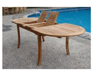 Grade A Teak Wood Extra Large double extension 117" Oval Dining Table : Outdoor And Patio Furniture Sets : Patio, Lawn & Garden