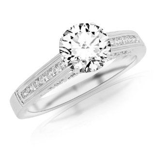 0.45 Carat Round Cut Classic Channel Set Diamond Engagement Ring (G H Color, VS2 SI1 Clarity): Jewelry