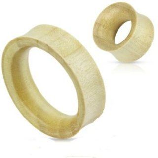 Pair (2) Organic Crocodile Wood Ear Plugs Hollow Blonde Tunnels Gauges  1/2" 12MM: Body Piercing Plugs: Jewelry