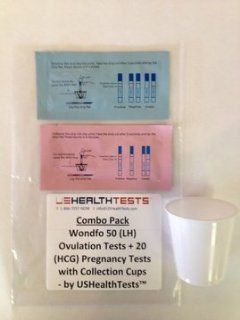 Wondfo 50 (LH) Ovulation Tests + 20 (HCG) Pregnancy Test Strip Combo Pack with Collection Cups by USHealthTests: Health & Personal Care