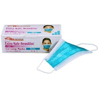 ValuMax 5430E TE Extra Safe Sensitive Disposable Earloop Face Masks, Cellulose Inner Layer, High Filtration, Teal, Box of 50: Protective Lab Coats And Jackets: Industrial & Scientific