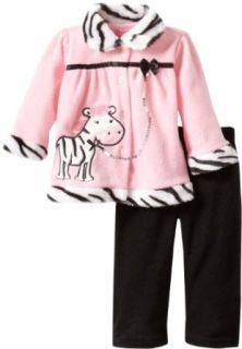 Young Hearts Baby Girls Infant 2 Piece Zebra Jacket And Pant, Pink, 24 Months: Clothing