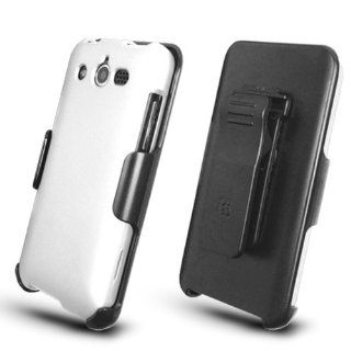 Cricket Huawei Mercury M886 White Cover Case + KickStand Belt Clip Holster + Naked Shield Screen Protector: Cell Phones & Accessories