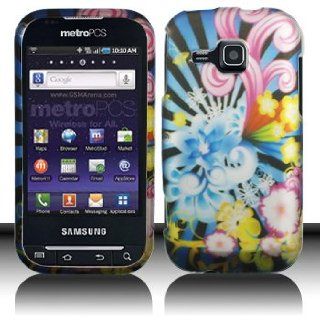 Black Blue Purple Pink Yellow Wave Flower Rubberized Snap on Design Hard Case Faceplate for Metropcs Samsung Galaxy Indulge R910: Cell Phones & Accessories