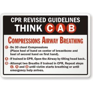 SmartSign Plastic Sign, Legend "CPR Guidelines Adults & Children" with Graphic, 14" high x 10" wide, Black/Red on White: Industrial & Scientific
