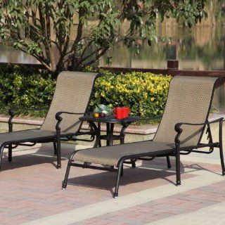Darlee Monterey 2 person Sling Patio Chaise Lounge Set   Antique Bronze : Patio Lounge Chairs : Patio, Lawn & Garden