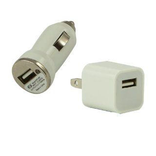 White Mini Universal USB Car Charger + USB AC home Wall Charger Fits iPod Touch iPhone 2G 3G 3GS 4 4S 5: Cell Phones & Accessories