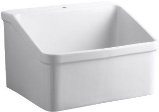 Kohler K 12793 0 Hollister Utility Sink with Single Hole Faucet Drilling, White   Hollister One Hole  