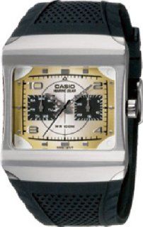 Casio MRP 300 7AV Mens Watch Stainless Steel Marine Gear Gold Tone Square Dial Black Rubber Strap Watches