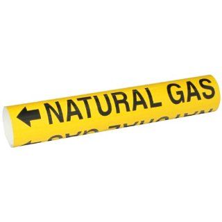 Brady 4097 C Snap On 2 1/2"   3 7/8" Outside Pipe Diameter B 915 Coiled Printed Plastic Sheet Black On Yellow Color Pipe Marker Legend "Natural Gas": Industrial Pipe Markers: Industrial & Scientific
