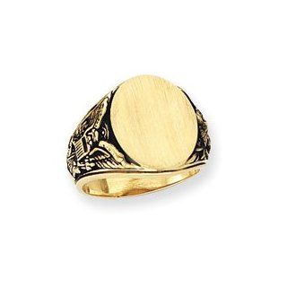 Ann Harrington Jewelry 14k Yellow Gold Men's United States Army Military Signet Ring: Jewelry