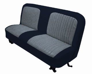 Acme U107 898L Front Black Vinyl Bench Seat Upholstery with Silver Regal Velour Pleated Inserts: Automotive