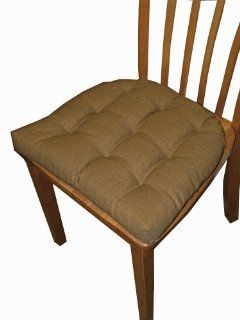 Small Patio Chair Cushion   Rave honey Brown Solid Color Woven Fabric   Indoor / Outdoor: Mildew Resistant, Fade Resistant   Outdoor Dining Chair Pad with Ties   Reversible, U Shaped, Tufted Chair Pad, Box Edge Seat Cushion   Outdoor Furniture Replacement 