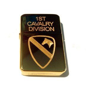 Vector KGM Thunderbird Custom Lighter   United States Armed Forces 1st Cavalry Division Unit Logo Gold Hi Polish Brass Rare 