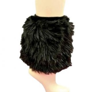 Luxury Divas Black Faux Fur Leg Warmer Muff Boot Cover Luxury Divas Faux Fur