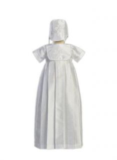 Shantung Christening Baptism Gown with Embroidered Cross and Matching Hat: Infant And Toddler Christening Apparel: Clothing
