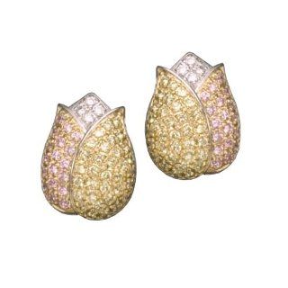 C.Z. (.925) STERLING SILVER AND YELLOW CITRINE AND PINK RHODIUM PLATED EARRINGS (Nice Gift, Special Sale): Jewels Lovers: Jewelry