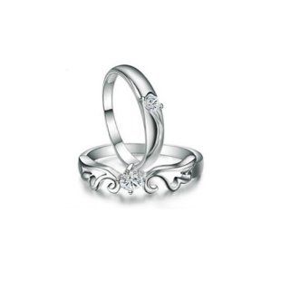 Valentines Day Gift 100% Real 925 Sterling Silver Prince and Princess Lover Ring. TOP Quality. [STYLE  MEN  SIZE (US)  9] Jewelry
