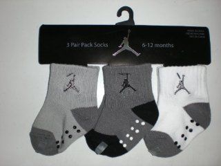 Nike Air Jordan Newborn Baby Socks Gray, & White W/classic Jordan Air Jumpman Logo, 3 PAIRS, Size 06 12 Months : Infant And Toddler Socks : Baby