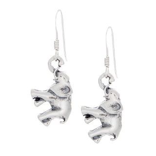 925 Sterling Silver Elephant Hook Earrings: Dangle Earrings: Jewelry