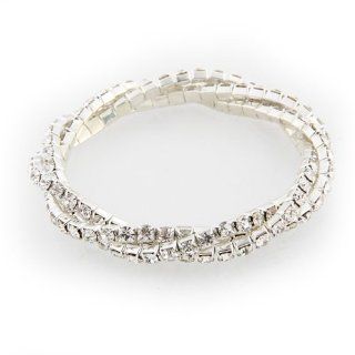 Silver Metal Rhinestone Crystal Chain Bangle Bracelet Women Hot Jewelry