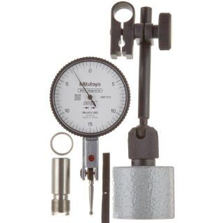 Mitutoyo 513 907 Dial Test Indicator and Mini Magnetic Stand, 0.375" Stem Dia., White Dial, 0 15 0 Reading, 1.575" Dial Dia., 0 0.03" Range, 0.0005" Graduation: Industrial & Scientific