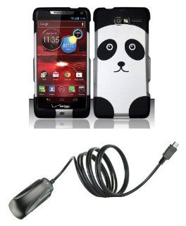 Motorola Droid Razr M XT907 (Verizon) Combo   Panda Design Shield Case + Atom LED Keychain Light + Micro USB Wall Charger: Cell Phones & Accessories