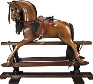 Victorian Rocking Horse   19th Century Replica   Features Hand Carved Mahogany in French Finish   Handmade Saddle with Real Leather   Authentic Models RH006   Childrens Rocking Ride Ons