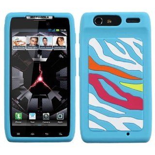 Soft Skin Case Fits Motorola XT910 XT912 XT915 Droid Razr Rainbow Zebra/Baby Blue Verizon Cell Phones & Accessories