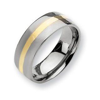 Titanium 14k Gold Inlay 8mm Polished Band TB224 6.5: Rings: Jewelry