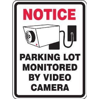 Accuform Signs FRP911RA Engineer Grade Reflective Aluminum Facility Traffic Sign, Legend "NOTICE PARKING LOT MONITORED BY VIDEO CAMERA" with Graphic, 18" Width x 24" Length x 0.080" Thickness, Black on White Industrial & Scien