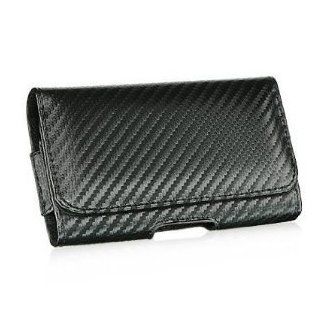 Luxmo Carbon Horizontal Leather Pouch Belt Clip Holster Carrying Case For Apple iPhone 5: Cell Phones & Accessories
