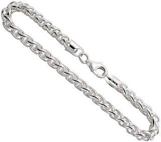 Sterling Silver Italian Wheat Chain Necklace 5mm Heavy Gauge Half Round Wire Nickel Free, size 22 inch: Jewelry