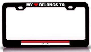 MY HEART BELONGS TO SYRIA Country Flag Steel Metal License Plate Frame Bl. # 5: Automotive