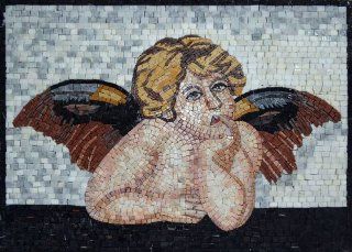 Cherub Angel Hand Made Marble Mosaic Art Tiles Stone Wall Mural Decoration: Everything Else