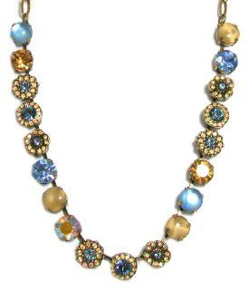 Mariana Antique Gold Plated "Moon Drops" Collection Swarovski Crystal Choker Necklace in Aqua and Champagne: Mariana: Jewelry