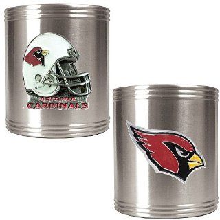 NFL Arizona Cardinals Two Piece Stainless Steel Can Holder Set   Primary & Helmet Logo  Sports Fan Cold Beverage Koozies  Sports & Outdoors