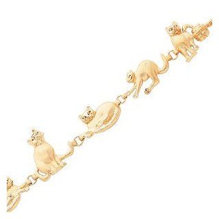 14K Yellow Gold Cat With Yarn Bracelet Jewelry