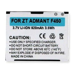ZTE F555 Cell Phone Battery (Li Ion 3.7V 920mAh) Rechargable Battery   Replacement For ZTE Adamant F450 Cellphone Battery: Cell Phones & Accessories